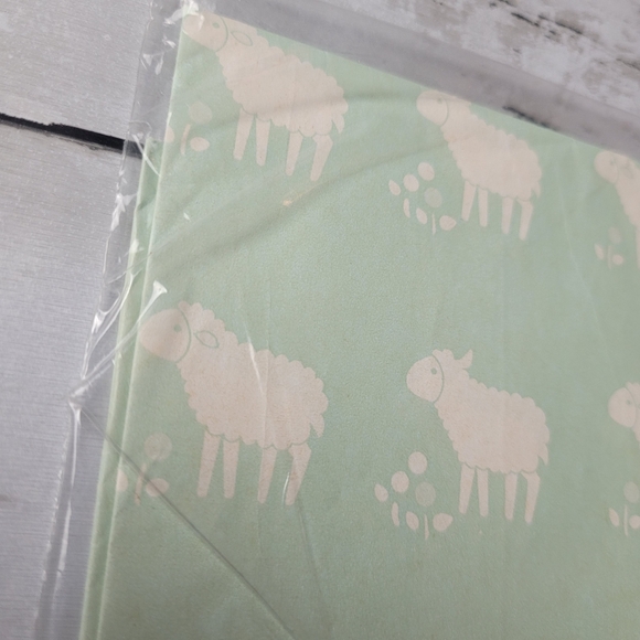 Vintage Artfaire Gift Wrap All Occasion Lamb Sheep Cottagecore Mint Green Cream - Picture 5 of 11